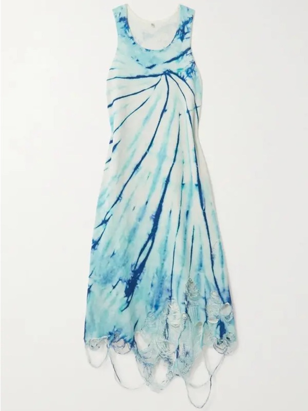 R14 distressed printed cotton midi dress